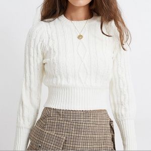 Womens Urban Outfitters white Chloe Cable Knit Cropped pullover Sweater M